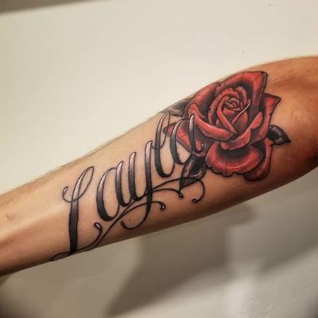 Tattoos - Rose and Script Tattoo - 137270